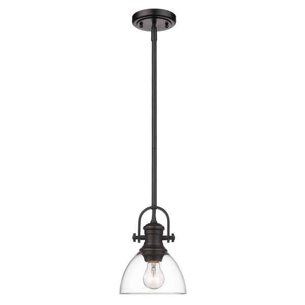 Hines Matte Black One-Light Mini Pendant with Clear Glass, image 2
